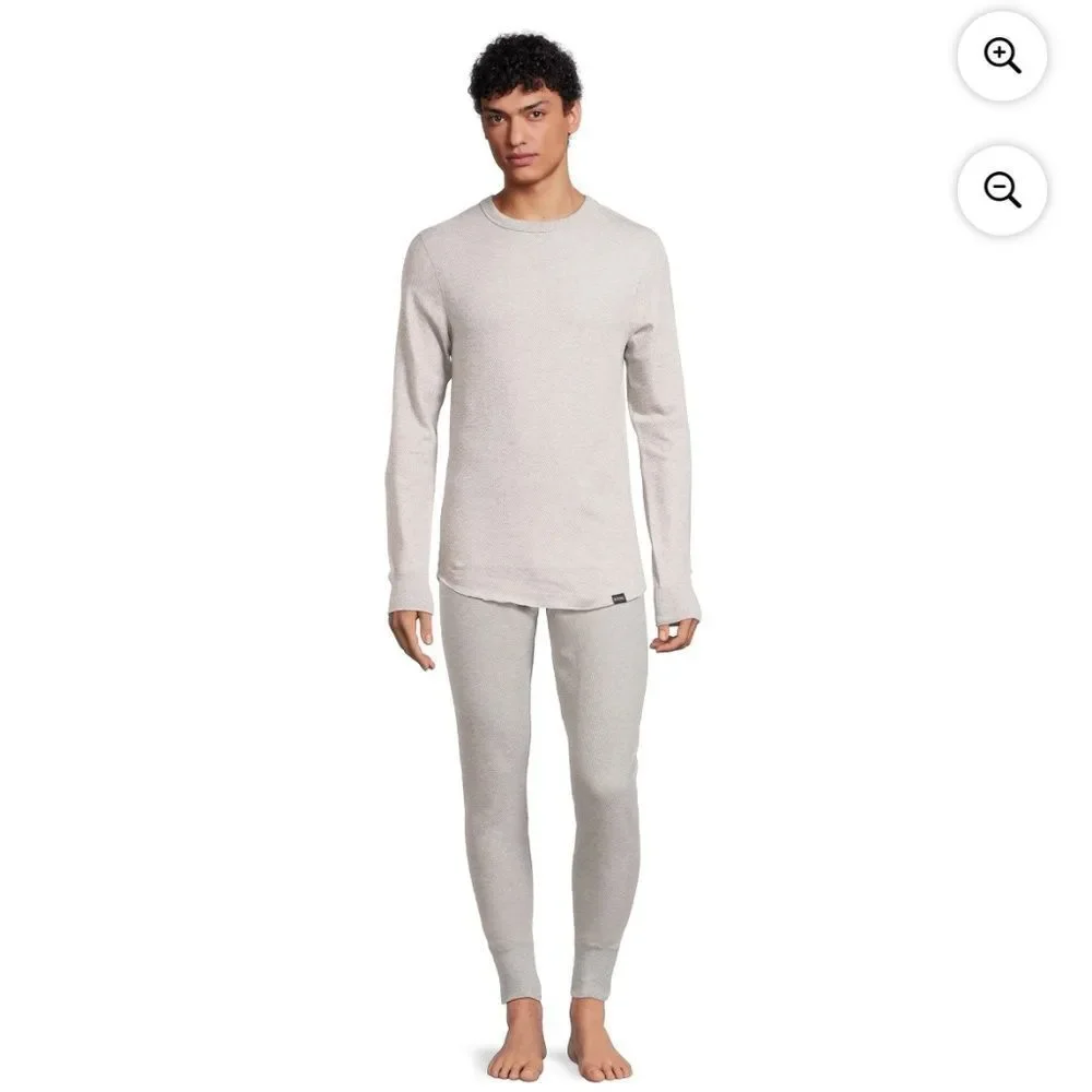 Mens Hanes Originals Raschel Reversible Knit Thermal Top & Bottom Size M
